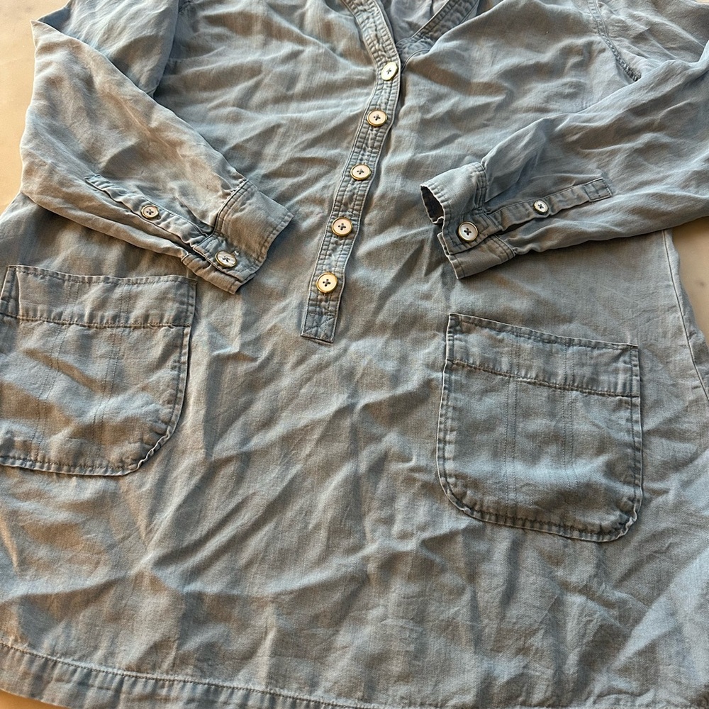 Soft Surroundings Blue Denim Long Sleeve Blouse